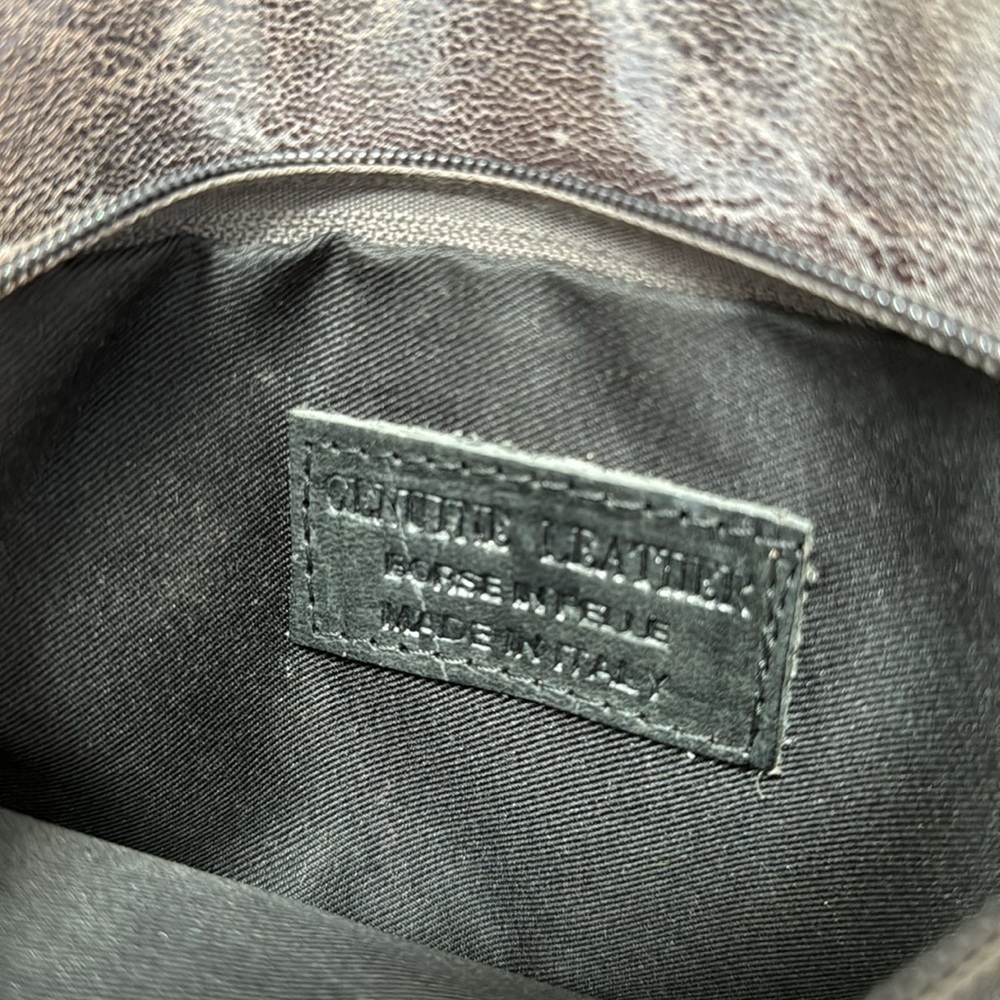 GENUINE ITALIAN LEATHER GUNMETAL GREY CROSSBODY BAG WITH DETACHABLE CHAIN STRAP - Picture 6 of 8